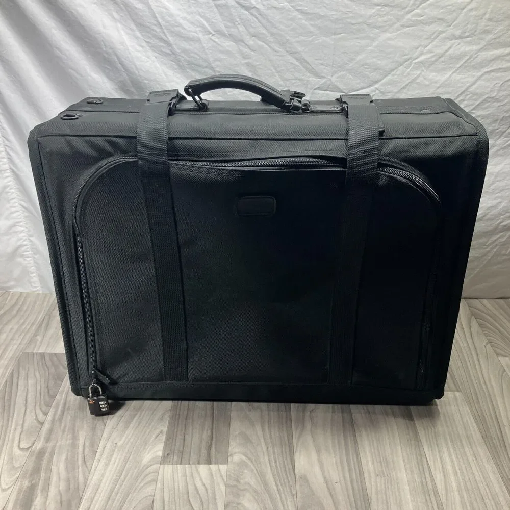 TUMI Black Nylon Large‎ Collapsible Pull Luggage 27x20x10 Soft Side Wheels READ